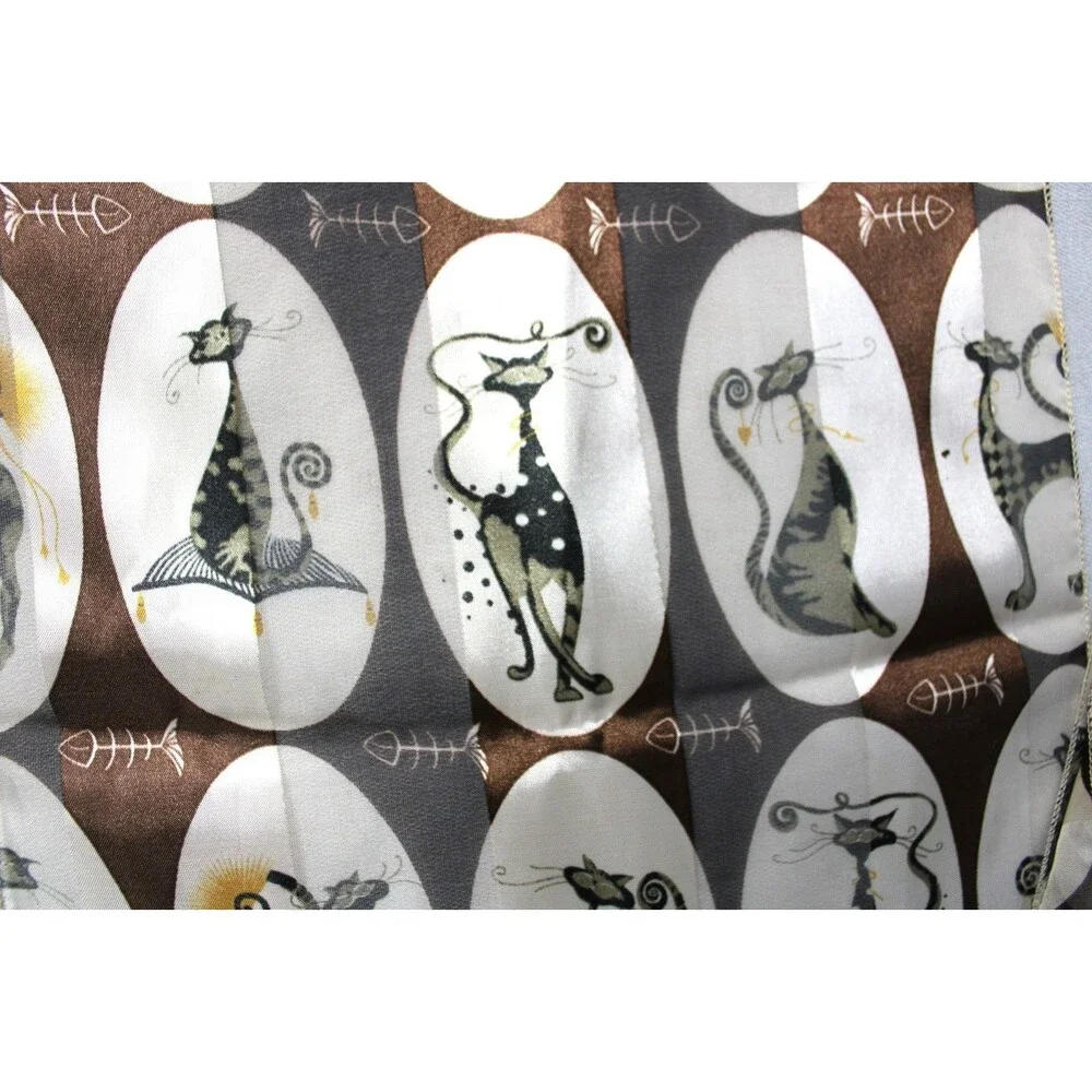 Vintage neutral sophisticated cats silk-like scarf